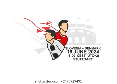 Slovenia vs Denmark, 2024 football match, Vector illustration. Simple sports illustration.