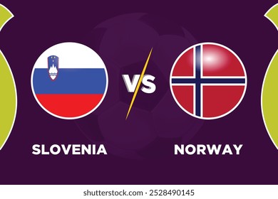 Conceito de partida de futebol da Eslovênia vs Noruega. Ilustração vetorial do design.
Partida de futebol SVN VS NORW.