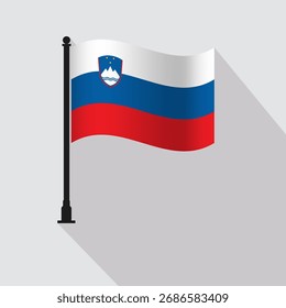 Ilustração do vetor de polo da bandeira de ondulação da Eslovênia