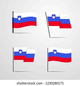 Slovenia waving flag set