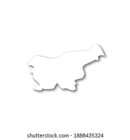 Slovenia - white 3D silhouette map of country area with dropped shadow on white background. Simple flat vector illustration.