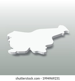 Slovenia - white 3D silhouette map of country area with dropped shadow on grey background. Simple flat vector illustration