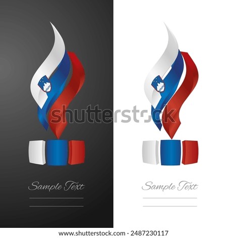 Slovenian abstract 3D wavy flag ribbon for fashion and industry labels. Slovenia 3D torch flame strip label sticker icon vector