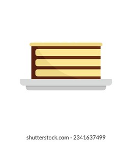 Slovenian cake icon flat vector. Slice of cake. Chocolate cake isolated
