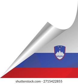 Bandeira eslovena com um efeito curling, mostrando suas cores vibrantes.