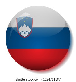 Slovenian flag glass button vector illustration