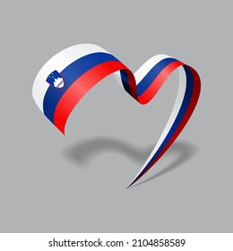 Slovenian flag heart shaped ribbon. Vector illustration.