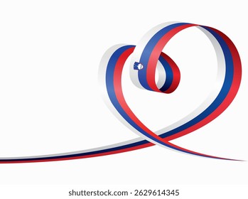 Slovenian flag heart shaped ribbon. Vector illustration.