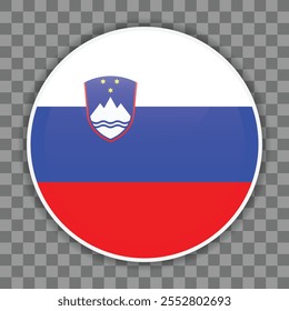 Slovenian flag icon on checkered background. Vector icon for mobile apps, UI or web design