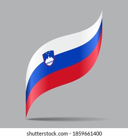 Slovenian flag wavy abstract background. Vector illustration.