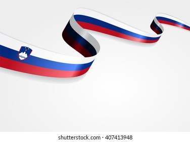 Slovenian flag wavy abstract background. Vector illustration.