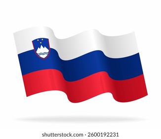 Slovenian flag wavy background layout. Vector illustration.