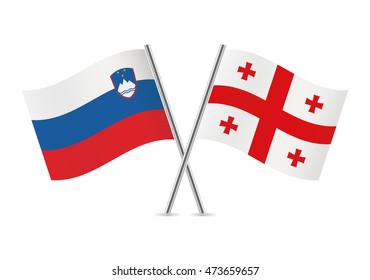 Slovenian and Georgian flags. Vector illustration.