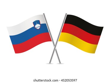 Slovenian and German flags. Vector illustration.