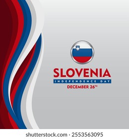 Slovenian Independence day background design with waving ribbon flag. National Unity Holiday Flat Style Background. for banner design, greeting cards and social media