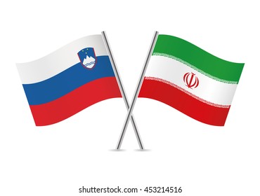Slovenian and Iranian flags. Vector illustration.