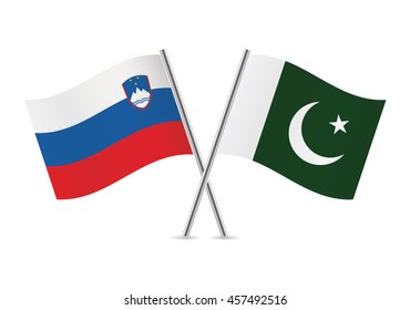 Slovenian and Pakistani flags. Vector illustration.