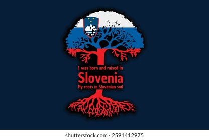 Slovenian roots and symbolism: a tree with the Slovenian flag, embodying national pride and love for nature	