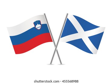 Slovenian and Scottish flags. Vector illustration.