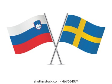 Slovenian and Swedish flags. Vector illustration.