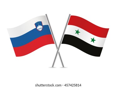 Slovenian and Syrian flags. Vector illustration.