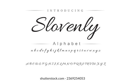 Slovenly Elegant Font Uppercase Lowercase and Number. Classic Lettering Minimal Fashion Designs. Typography modern serif fonts regular decorative vintage concept. vector illustration