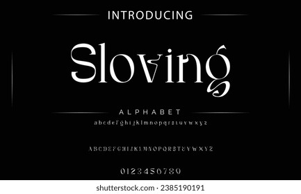 Sloving Vintage decorative font. Lettering design in retro style with label. Perfect for alcohol labels, logos, shops and many other.