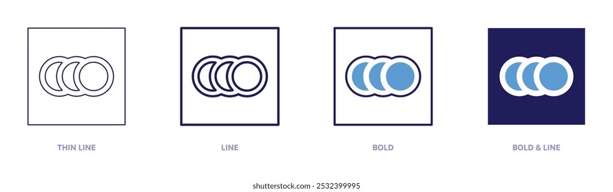 Slow animation icon in 4 different styles. Thin Line, Line, Bold, and Bold Line. Duotone style. Editable stroke.