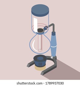 Herramientas de elaboración de café de barra lenta iconos isométricos vector sifón aislado ilustración vectorial completamente editable