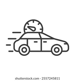 Slow car speed icon in line design. Slow, car, speed, vehicle, driving, motion, pace on white background vector. Slow car speed editable stroke icon