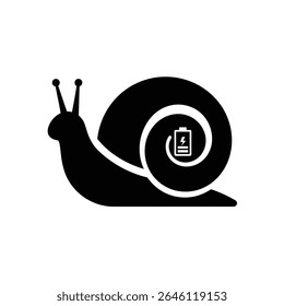 Slow charging snail battery low power icon.