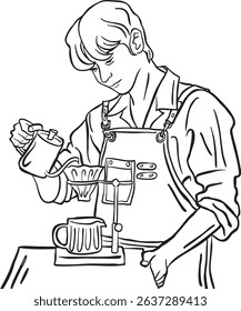 Slow Coffee Brewing with Manual Method in Cozy Coffee Shop