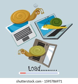 Slow Computer Internet, illustration vector cartoon