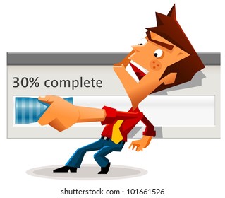 Slow Connection Speed Internet Download. Vector