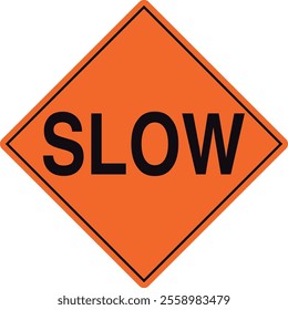 SLOW CONSTRUCTION ROAD SIGN AHEAD