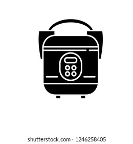 Slow cooker black icon, vector sign on isolated background. Slow cooker concept symbol, illustration 