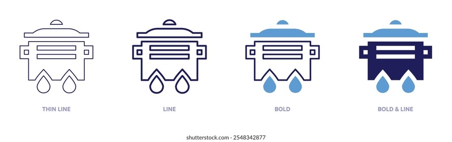 Slow cooker icon in 4 different styles. Thin Line, Line, Bold, and Bold Line. Duotone style. Editable stroke.