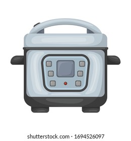 Slow cooker vector icon.Cartoon vector icon isolated on white background slow cooker.