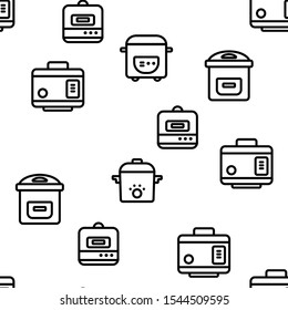 Slow Cooker Vector Seamless Pattern Thin Line Illustration