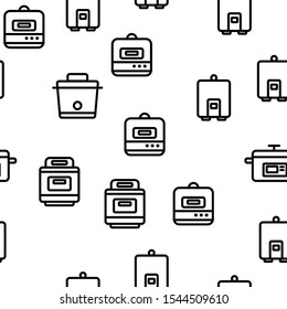 Slow Cooker Vector Seamless Pattern Thin Line Illustration