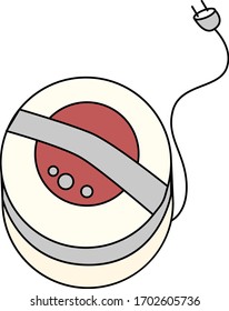 Slow cooker white wire button top red vector simple icon