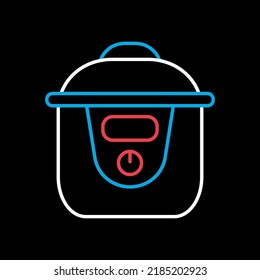 Slow Cooking Crock Pot Vector Isolated On The Black Icon. Electric Kitchen Appliance. Graph Symbol For Cooking Web Site Design, Logo, App, UI