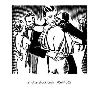 Slow Dancers - Retro Ad Art Illustration