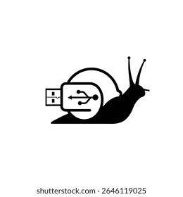 Slow data transfer snail usb drive icon.