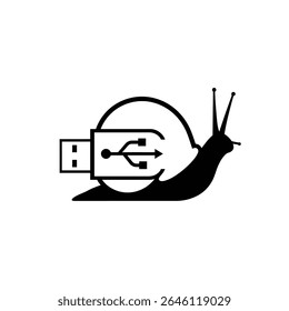 Slow data transfer snail usb drive icon.