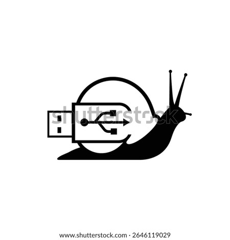 Slow data transfer snail usb drive icon.