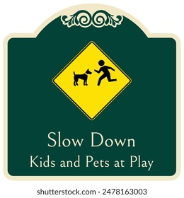 Langsam, Kinder auf dem Spielschild