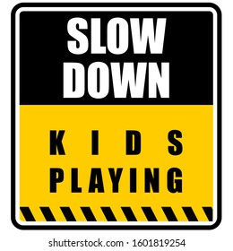 slow down, kids playing sticker vector