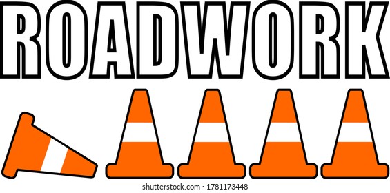 Slow down roadwork cone zone ahead