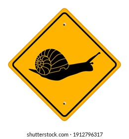 Slow Down, Snail Road Sign - Vector Illustration